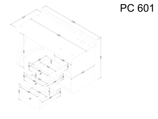 Jual PC601 3 Drawer Walnut Pedestal Desk